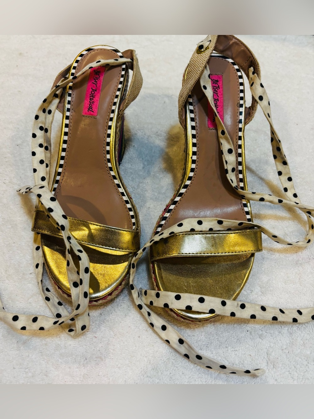 Almost Brand New Betsey Johnson Rainbow Wedges- Size 9.5 M - Heel 4” - box 13
